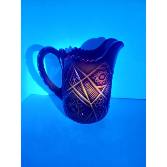 Vintage Westmoreland Ruby Red Amberina Glass 6" Pitcher Glows! - Picture 12 of 15